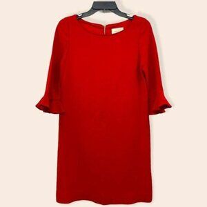 Kate Spade Red Wool Blend Ruffle Sleeve Dress